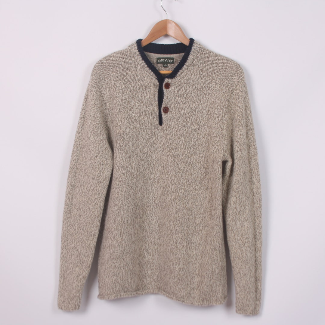 Orvis Wool Sweater Henley Neck Mens Size M Etsy
