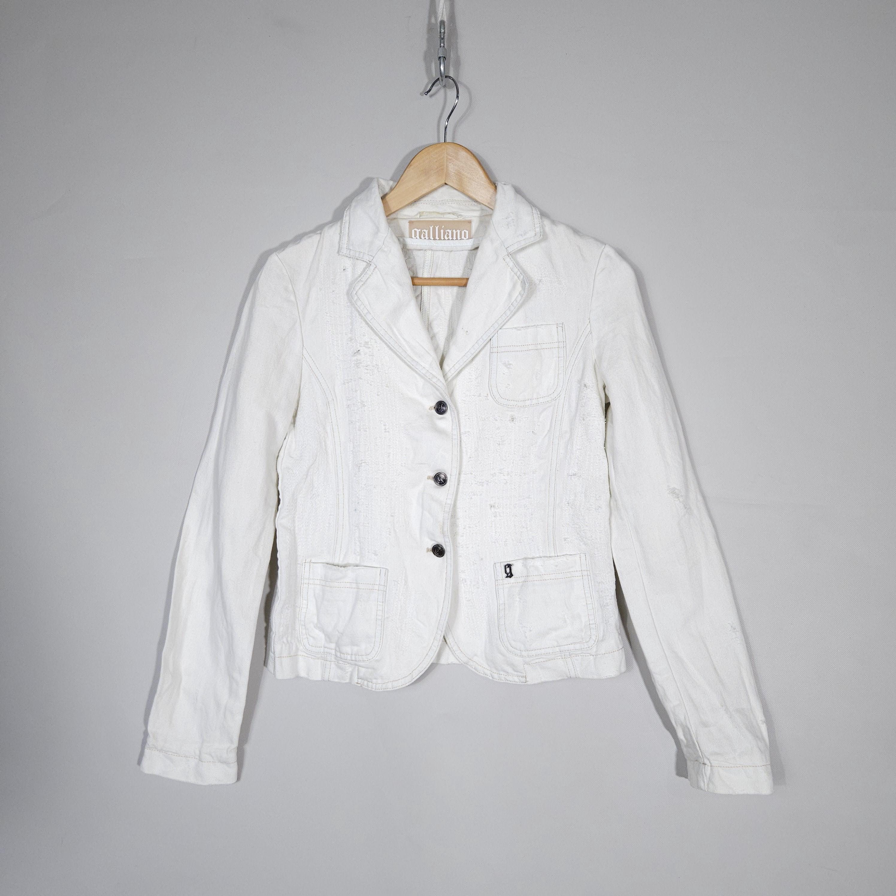 ジョン ガリアーノ デニムジャケット ダメージ加工 コットン
