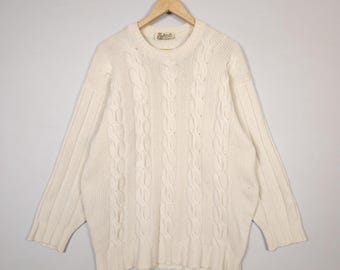 Vintage Pringle of Scotland Cashmere Sweater Cable Knit Mens size L