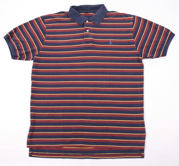 Vintage 90s Polo Ralph Lauren Polo Shirt Striped Cotton Size L 