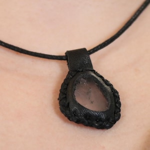 Leather Wrapped Rose Quartz Crystal Keychain or Pendant Necklace - Unique Handmade Boho Jewelry
