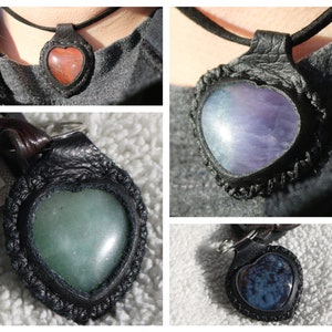 Leather Wrapped Crystal Heart Pendant or Keychain - Handmade Jewelry - Unique Valentine's Day Gift for Her
