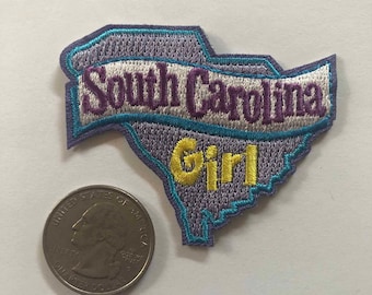 /"SOUTH CAROLINA GIRL/" Iron On Embroidered Patch State Shape