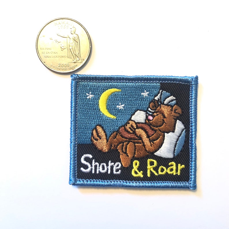 Shore And Roar Teddy Bear Fun Embroidered Iron On Patch P6-F