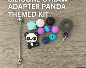 DIY Panda style Kit Silicone straw adapter Panda focal bead. for beaded cup decorations