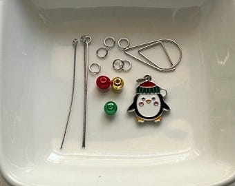 DIY Holiday Penguin Charm Kit – Winter Planner Charms, Journal Decorations, Craft Supplies for Christmas, Customizable Penguin Charms