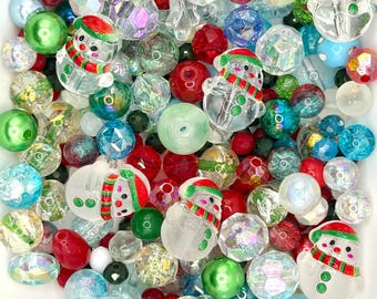 Snowy Day Bead Mix | Snowman Christmas Beads | Bead soup mix