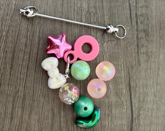 DIY flower power style Kit Silicone straw adapter acrylic flower bead, bow charm for beaded cup decorations