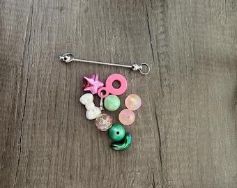 DIY flower power style Kit Silicone straw adapter acrylic flower bead, bow charm for beaded cup decorations