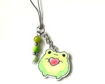 Kawaii Frog Phone Charm Adorable Acrylic Accessory