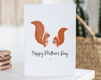 Squirrel Mother&#39;s Day Card, Cute Card For Mum, Step Mum Card, Squirrel Card, Card For Grandma, Mummy, From Daughter, Mother&#39;s Day Gift