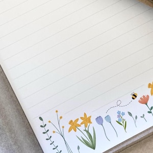 Bloemen schrijfpapier, met enveloppen, A5 gelinieerd notitiepapier, bruiloft, verjaardagscadeau juni, voor haar, lente, wilde bloemen, milieuvriendelijk