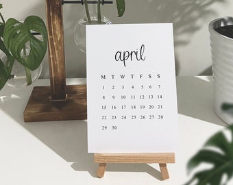 Mini Desk Calendar With Easel, 2024 Calendar, Any Month, A6 or A5, April Birthday, New Job, Back To Uni, Eco-Friendly