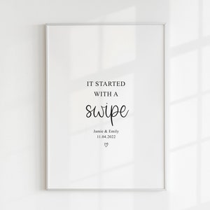 It Started With A Swipe, Personalised Print, Anniversary Gift, April Birthday