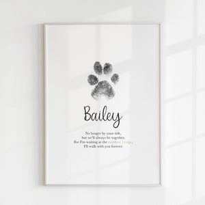 Personalised Dog Print, Paw Print, Pet Memorial Gift, Dog Poem, Pet Gift, Dog Sympathy, Pet Loss, Pet Memory Wall Art, Any Name, Dog Loss