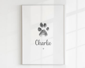 Personalised Dog Print, Pet Gift, Paw Print, Pet Loss, Dog, Cat, Pet Memorial, Dog Bereavement Gift, May Birthday, Pet Keepsake