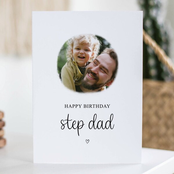 Step Dad Birthday Card, Personalised Photo Card, May Birthday Gift, Custom Step Dad Photo Card
