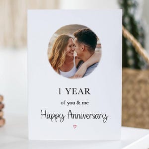 1-jarige jubileumkaart, jij en ik, eenjarige fotokaart, jubileumcadeau, 1e jaar, vriendin, echtgenoot, vrouw, aandenken aan gelukkige verjaardag