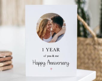 1 Year Anniversary Card, You & Me, One Year Photo Card, Anniversary Gift, 1st Year, Girlfriend, Husband, Wife, Happy Anniversary Keepsake