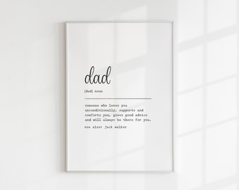 Personalised Dad Print, Definition Wall Art, May Birthday, Father's Day Gift, For Him, From Daughter, Son, Dictionary Print, Papa, Dad