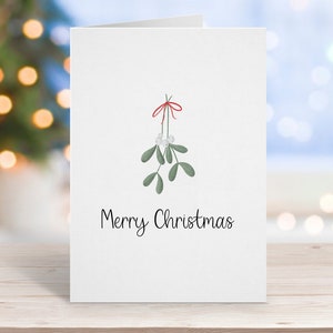 Frohe Weihnachten Karte, Mistelzweig Karte, Weihnachtsgeschenk, für ihn, für sie, Karte für Mann oder Frau, für Freund, Freundin, Mistelkarte