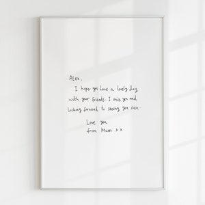 Impresión personalizada de escritura a mano, regalo conmemorativo, recuerdo de escritura, aniversario de bodas, cumpleaños de junio, arte mural con letras manuscritas.