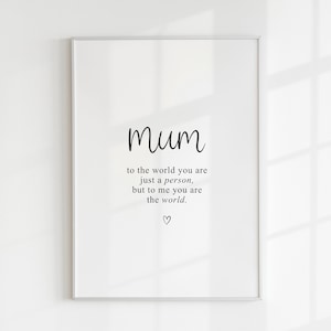 Impresión para mamá, cumpleaños de junio, regalo para ella, madre, de hija, decoración de sala, poema para mamá, cita familiar, tipografía