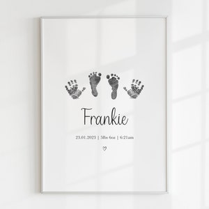 Personalised Hand & Footprint Keepsake, New Baby Gift, Handprints, Newborn Art, Nursery Wall Art, Hand And Foot Prints, Baby Shower