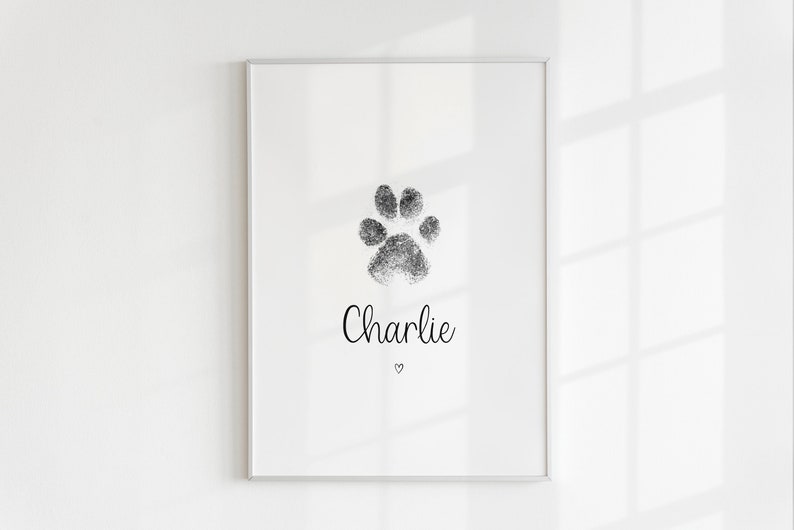 Personalised Dog Print, Pet Gift, Paw Print, Pet Loss, Dog, Cat, Pet Memorial, Dog Bereavement Gift, May Birthday, Pet Keepsake image 1