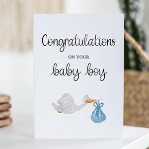 Carte de voeux pour bébé garçon, Félicitations, cadeau pour nouvelle maman, nouveau parent, Baby shower, carte de bébé adorable, Nouvelle arrivee, Grossesse