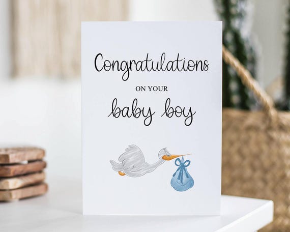 Azul Felicitaciones Por El Nacimiento De Tu Tarjeta De Baby Boy – Con Cinta, Joyas, Purpurina Y Botones