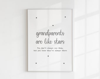 Grandparents Are Like Stars Print, May Birthday Gift, Grandparents Print, From Granddaughter, Grandson, For Grandma, Grandad, Nan