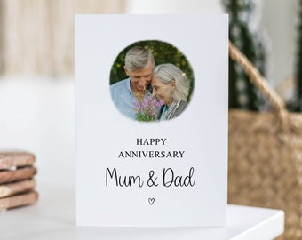 Mama und Papa Jahrestag, personalisierte Fotokarte, Mama und Papa, Jahrestagsgeschenk, Karte für Eltern, von Tochter, individuelles Fotogeschenk