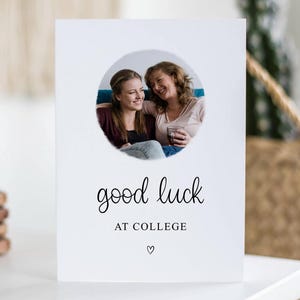 Viel Glück am College, personalisierte Fotokarte, College-Glückwunschkarte, Glückwünsche