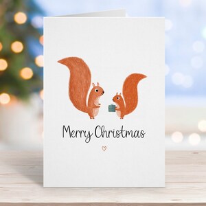 Frohe Weihnachten Karte, Eichhörnchen Karte, süße Karte, Weihnachtsgeschenk, für Mama, Papa, beste Freundin, von Tochter, Weihnachtsgeschenk, Weihnachtskarte
