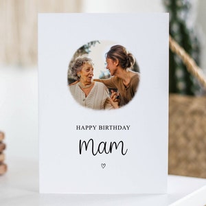 Mam Birthday Card, Personalised Photo Card, June Birthday Gift, Custom Mam Photo Card
