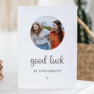 Veel succes op de universiteit, gepersonaliseerde fotokaart, Uni Good Luck Card, gefeliciteerd