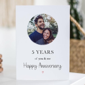 Carte d'anniversaire de 5 ans, vous et moi, carte photo de cinq ans, cadeau d'anniversaire, petit ami, petite amie, mari, femme, souvenir de joyeux anniversaire