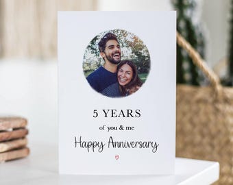 5 Year Anniversary Card, You & Me, Five Years Photo Card, Anniversary Gift, Boyfriend, Girlfriend, Husband, Wife, Happy Anniversary Keepsake