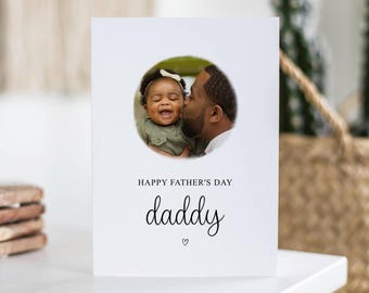 Tarjeta del Día del Padre para papá, tarjeta con foto personalizada, tarjeta personalizada para papá