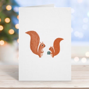 Christmas Squirrels, Christmas Card, Squirrel Card, Cute Card, Christmas Gift, For Mum, Dad, Best Friend, From Daughter, Christmas Present image 1