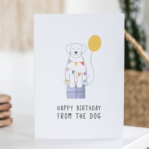 Alles Gute zum Geburtstag vom Hund Karte, Juni Geburtstag, Hund Geschenk, Pelz Baby, Haustier Karte, illustriert, süße Karte, Karte für Mama, Papa, von Tochter