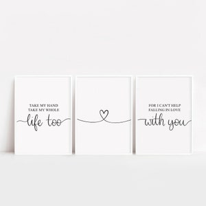 Love Prints, Lyrics Prints, Anniversary Gift, Wedding Prints, Bedroom Decor, Above Bed, For Husband, Minimalist Prints, A3 Prints, A4 Prints image 1