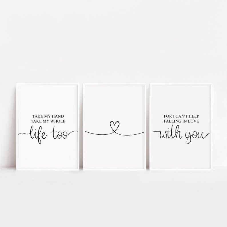 Love Prints, Lyrics Prints, Anniversary Gift, Wedding Prints, Bedroom Decor, Above Bed, For Husband, Minimalist Prints, A3 Prints, A4 Prints image 1