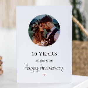 Tarjeta de aniversario de 10 años, "Tú y yo", tarjeta con foto de 10 años, regalo de aniversario, novio, novia, esposo, esposa, recuerdo de feliz aniversario