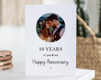 Cartão de 10º Aniversário, Você e Eu, Cartão com Foto de Dez Anos, Presente de Aniversário, Namorado, Namorada, Marido, Esposa, Lembrança de Feliz Aniversário