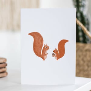 Eichhörnchen Karte, süße Karte, Juni Geburtstag, Danke Karte, Jahrestag Geschenk, illustriert, Ehemann, Freund, Freundin