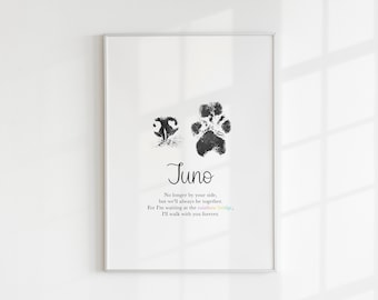 Personalised Pet Print, Nose and Paw Print, Cat or Dog, Paw Print, Pet Memorial Gift, Pet Loss Gift, Dog Sympathy, Dog Loss, Cat Print