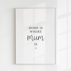 Home is Where Mum Is-print, Moederdagcadeau, print voor mama, verjaardag juli, van dochter, cadeau voor mama