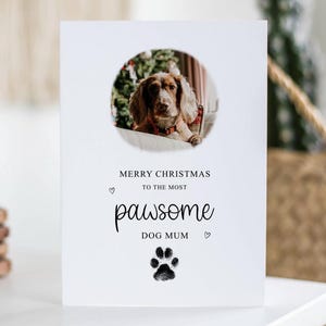 Leukste hondenmama, kerstfotokaart, vrolijk kerstfeest, gepersonaliseerde kaart, moeder huisdier, baby bont, puppy, kerstcadeau aangepast huisdier